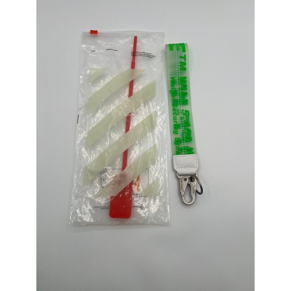 Off- White Industrial Lanyard Wristlet Green Keychain NWT